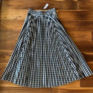 J. Crew Black and White Gingham Midi Skirt NWT